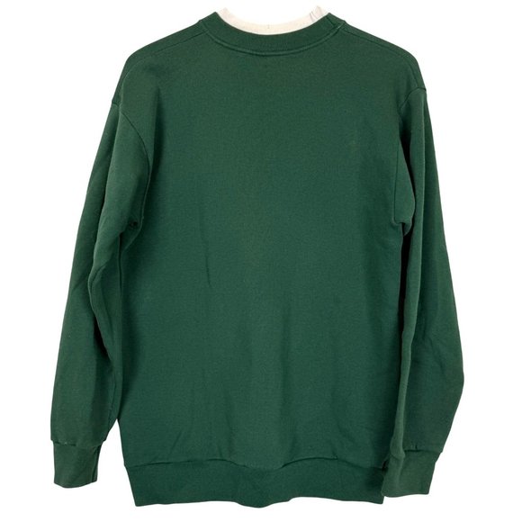 Vtg Cheek-O Sweatshirt Sz Large Heart To Heart Cat Applique Green Long-Sleeve US - Picture 6 of 7